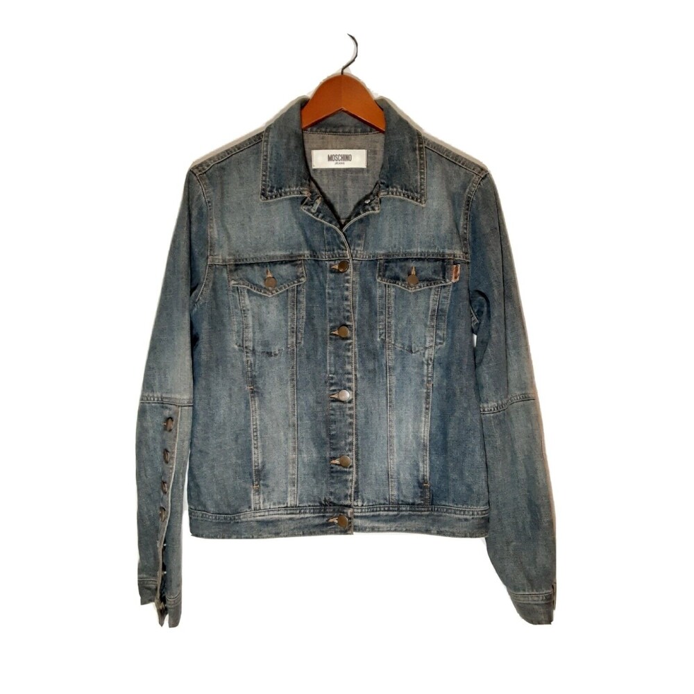 Moschino jeans Vintage Jacket Donna Designer Denim Fall Buttons Pockets size 12